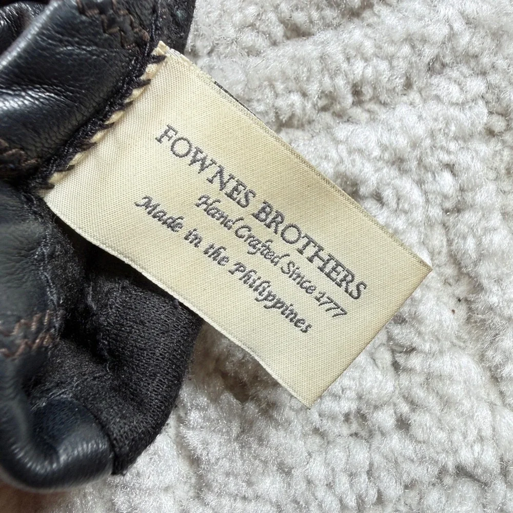 Fownes Brothers Leather Gloves Women's S/M Black Vintage Warm Sleek Utility